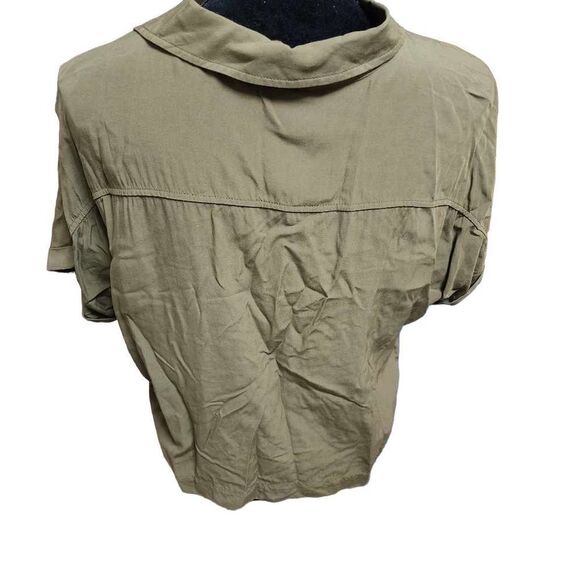 Old Navy Green Large Collared Cropped Rayon Top - Picture 9 of 9